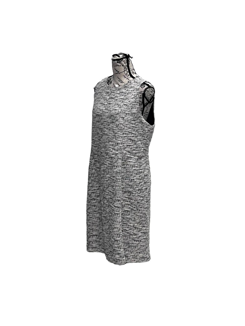 LOFT Tweed Midi Sheath Dress Size 14 Black White Boucle Sleeveless Quiet Luxury - Picture 3 of 10
